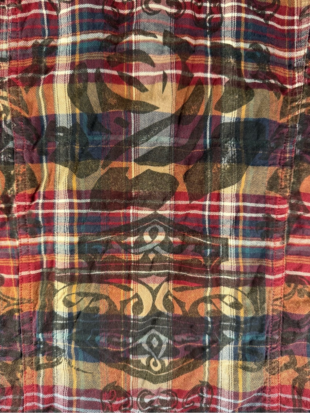 Vintage Harley Davidson Plaid Button Up Rose Design Size M